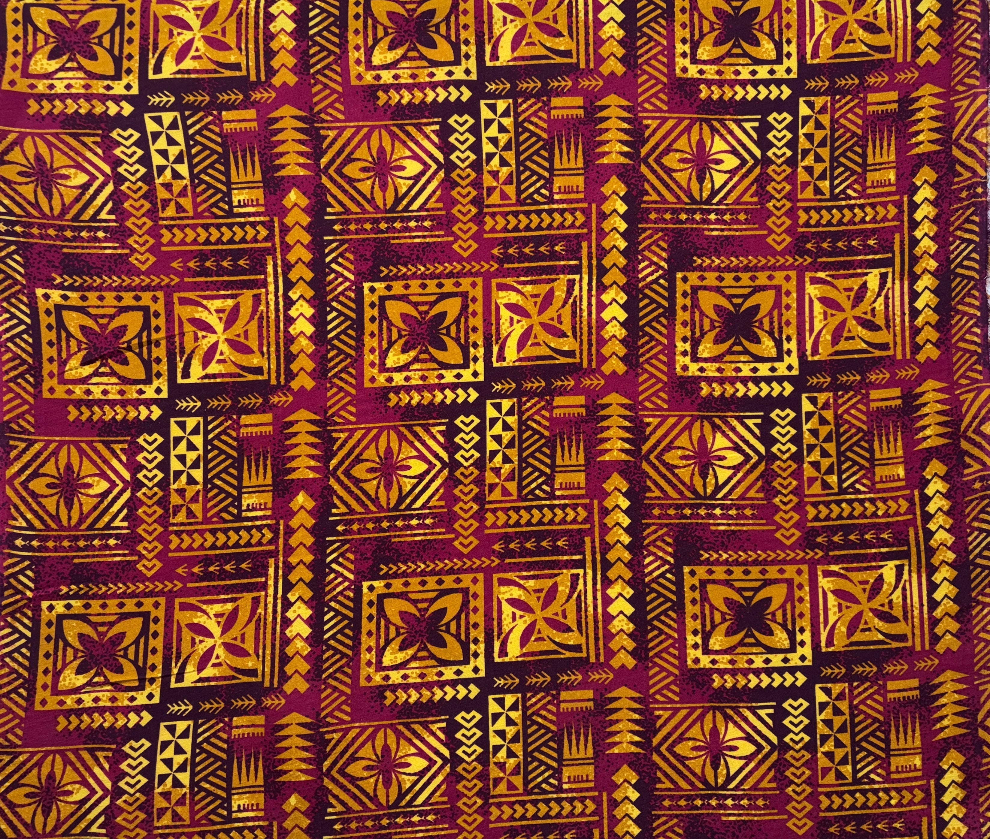 Polynesian Tribal Tapa Polyester Light-Barkcloth Fabric | Islands Fabric