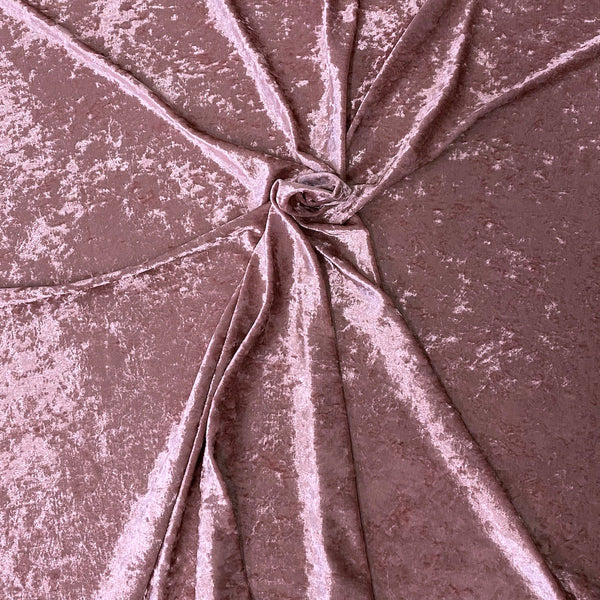 Mauve Pink Crushed Stretch Velvet Fabric