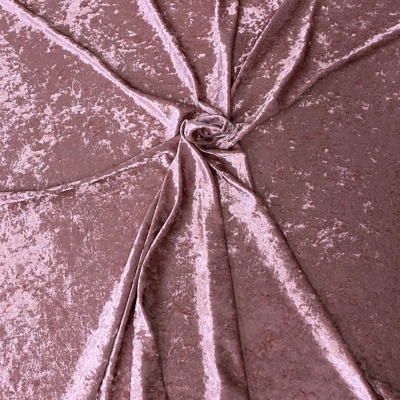 Mauve Pink Crushed Stretch Velvet Fabric