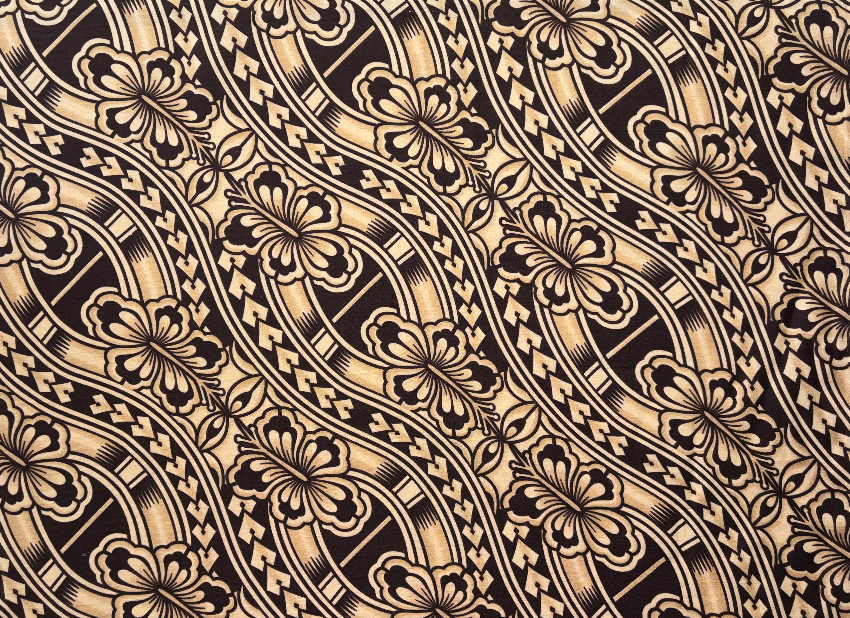 Islands Bloom Tattoo Waves Polyester Light-Barkcloth Fabric | Islands Fabric