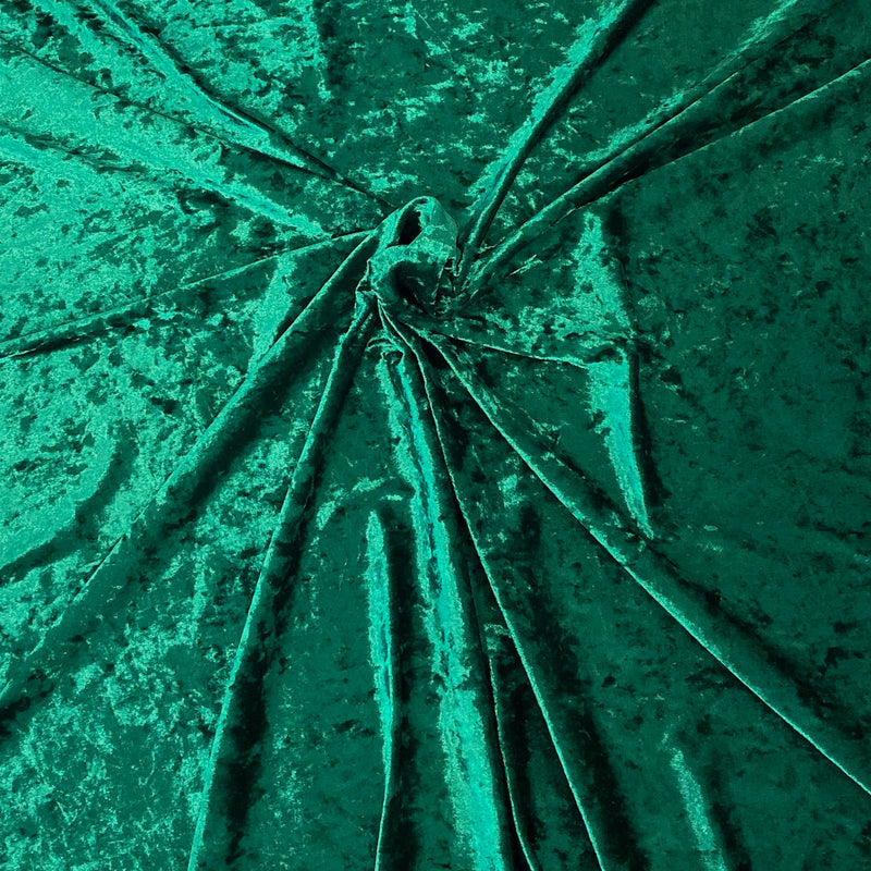 Emerald Green Crushed Stretch Velvet Fabric