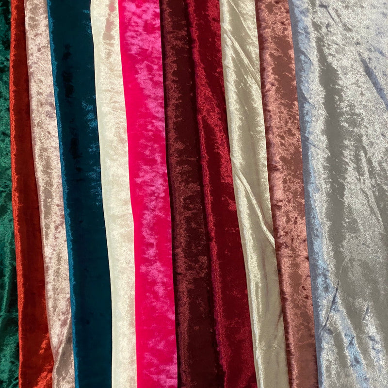 Light Silver Crushed Stretch Velvet Fabric