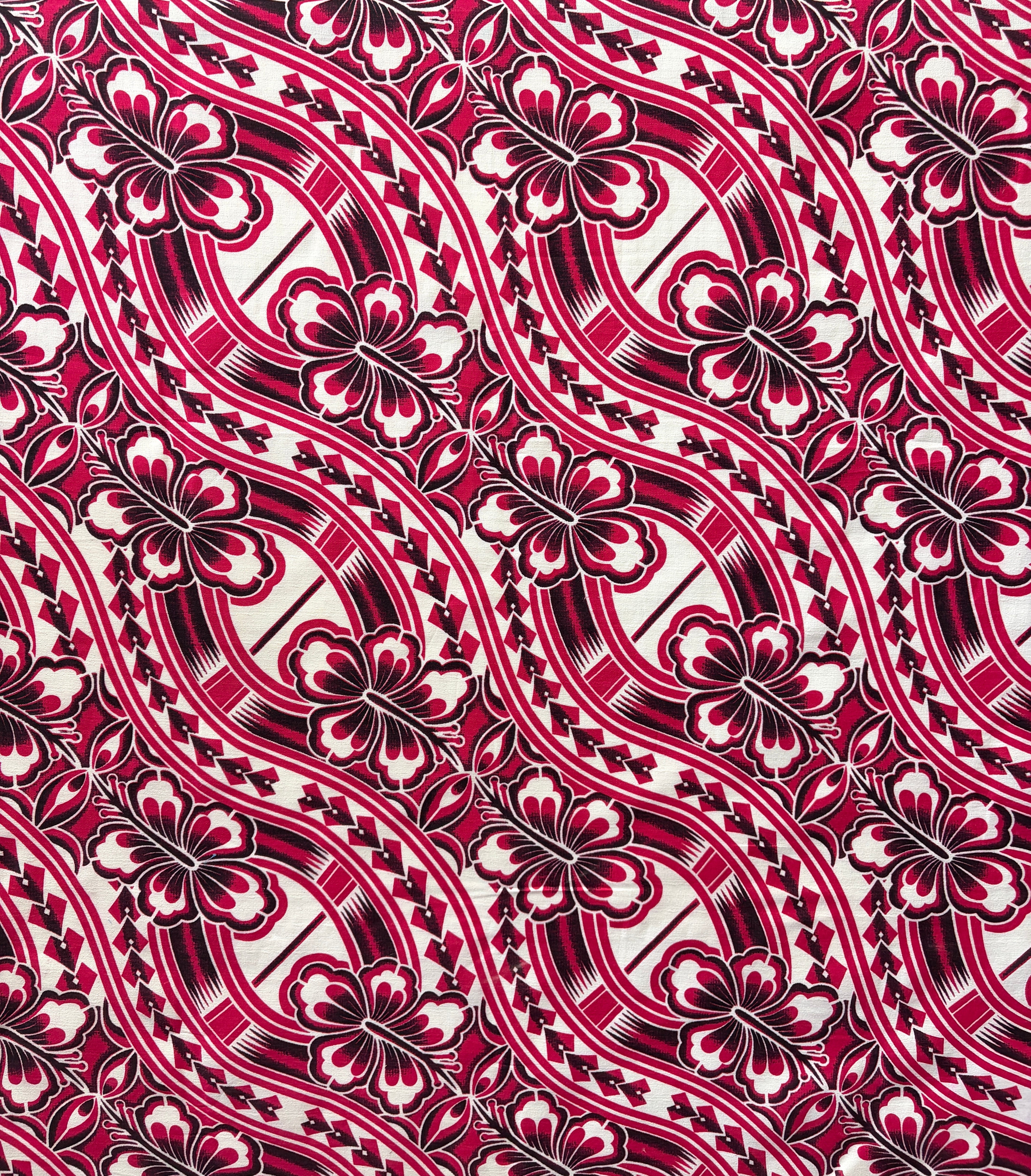 Islands Bloom Tattoo Waves Polyester Light-Barkcloth Fabric | Islands Fabric