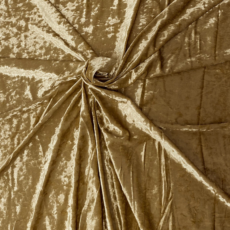 Gold Crushed Stretch Velvet Fabric