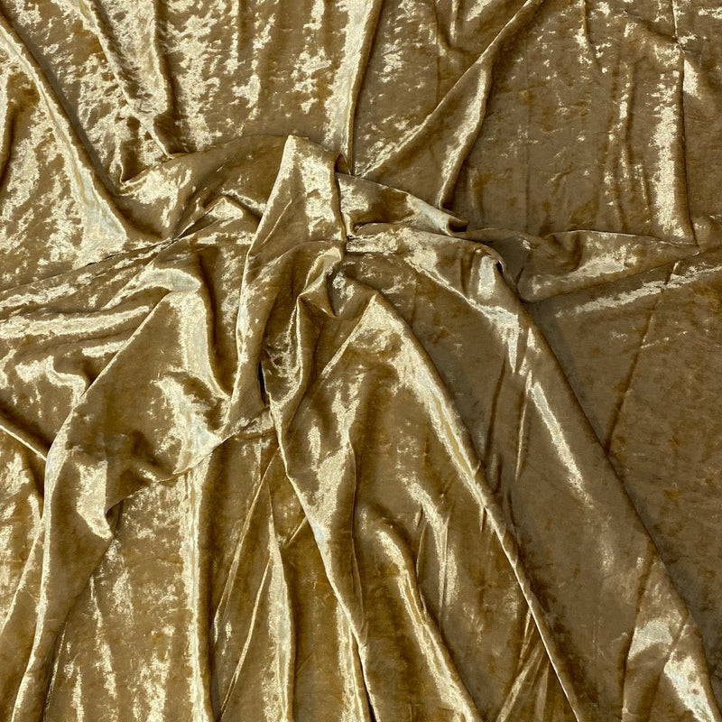 Gold Crushed Stretch Velvet Fabric