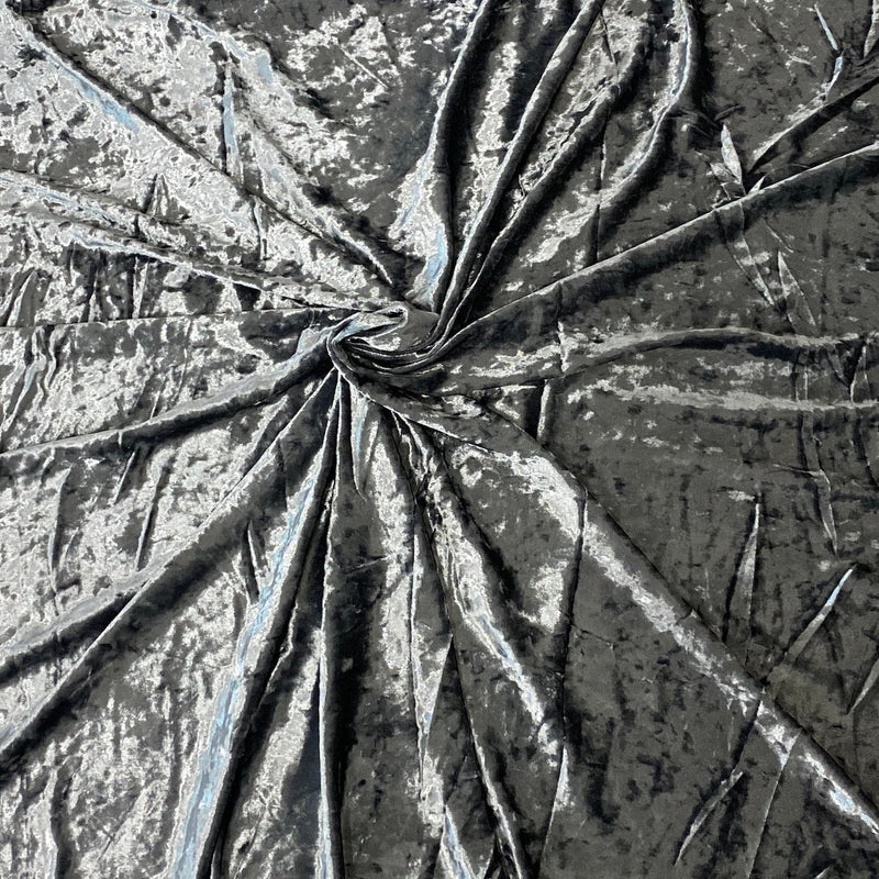 Charcoal Gray Crushed Stretch Velvet Fabric