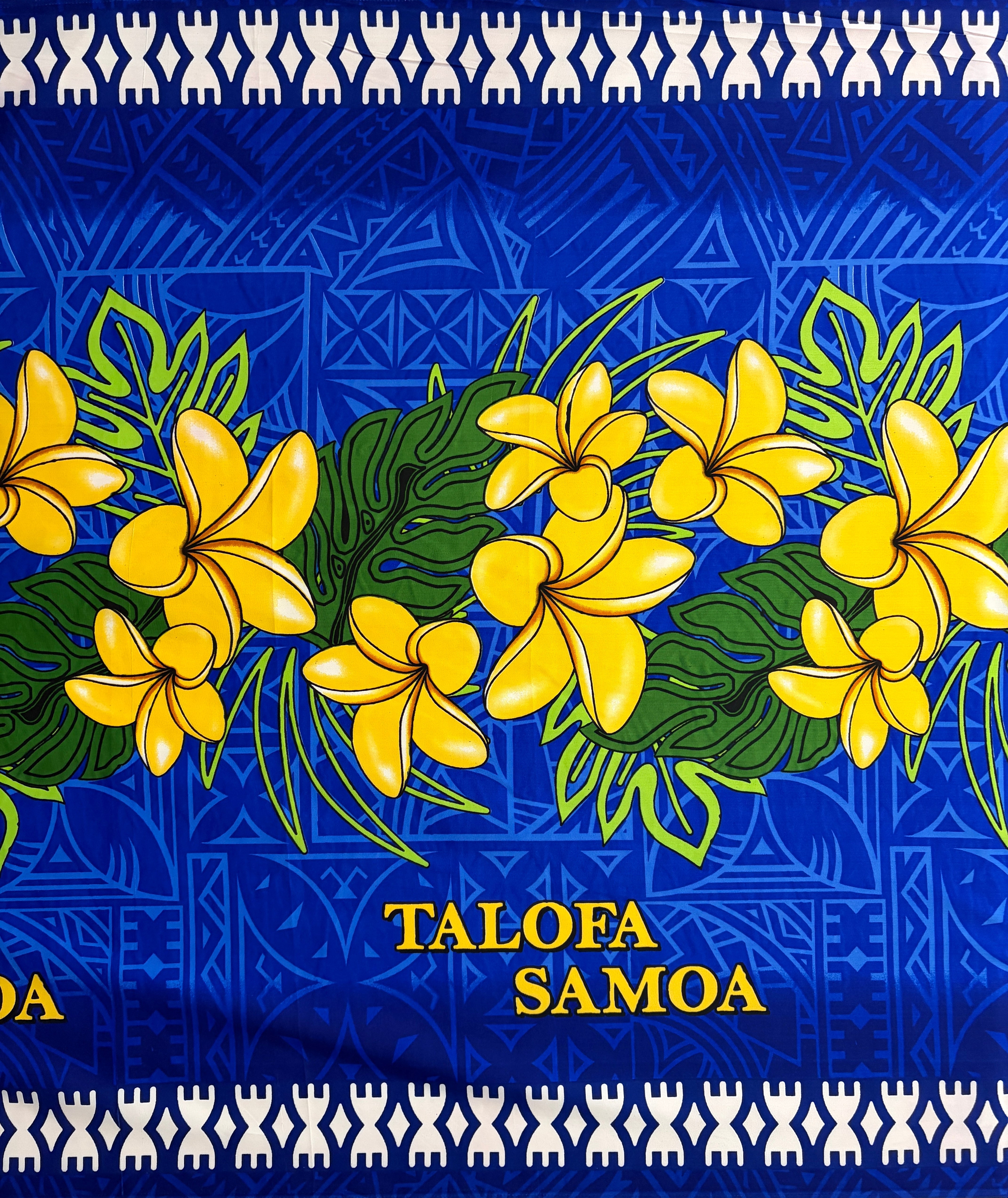 Talofa Samoa Floral Middle Border Peachskin Fabric | Islands Fabric