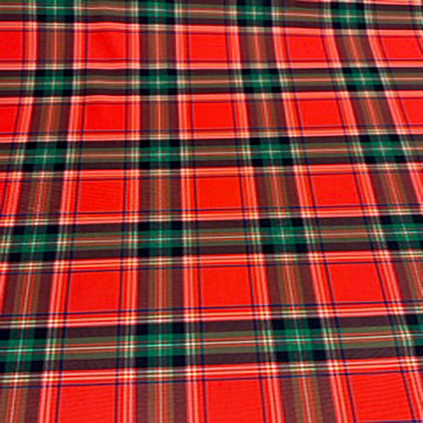 4 Way Polyester spandex Scottish Plaid Paper Print Fabric | Spandex Palace Red/green