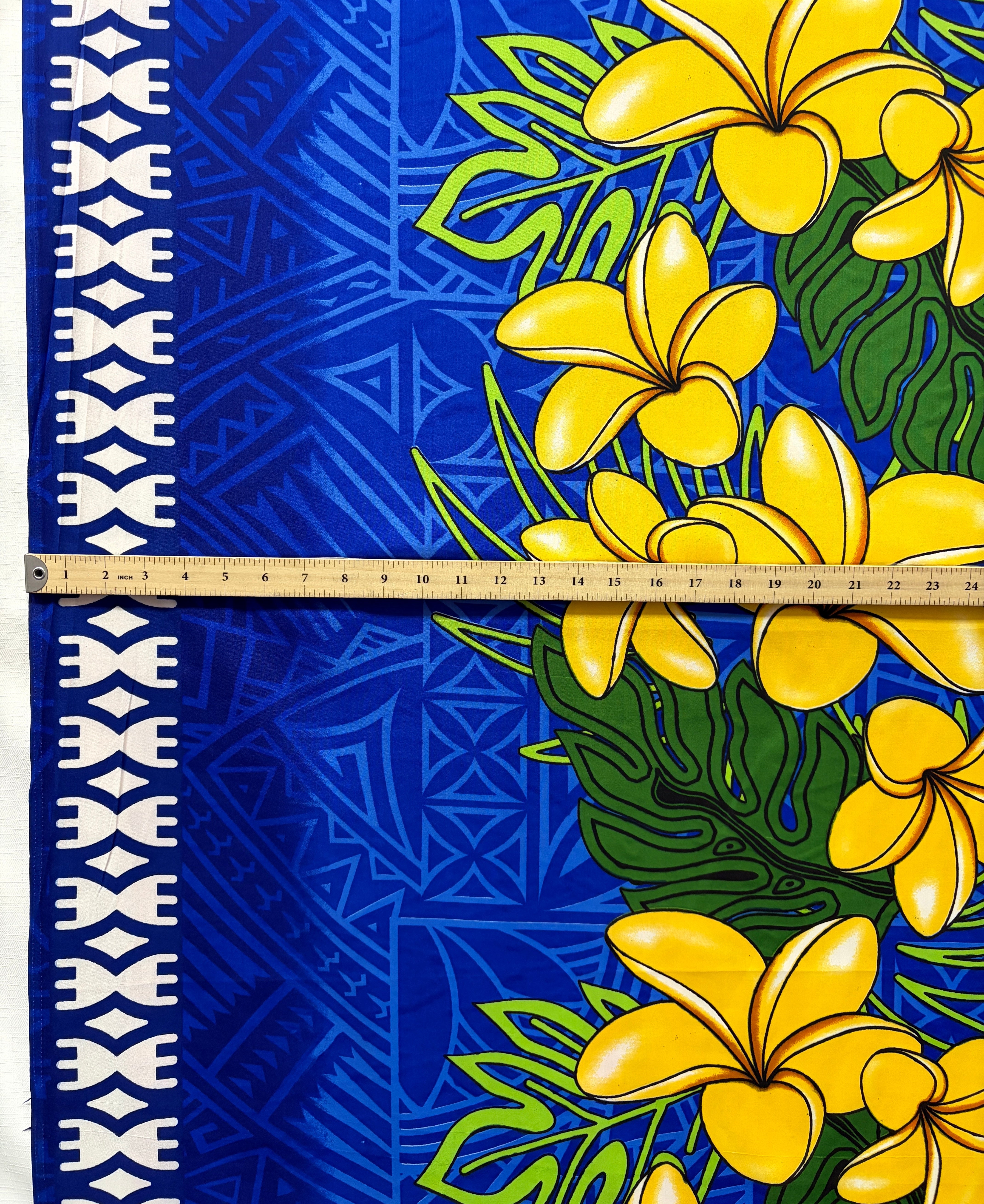 Talofa Samoa Floral Middle Border Peachskin Fabric | Islands Fabric