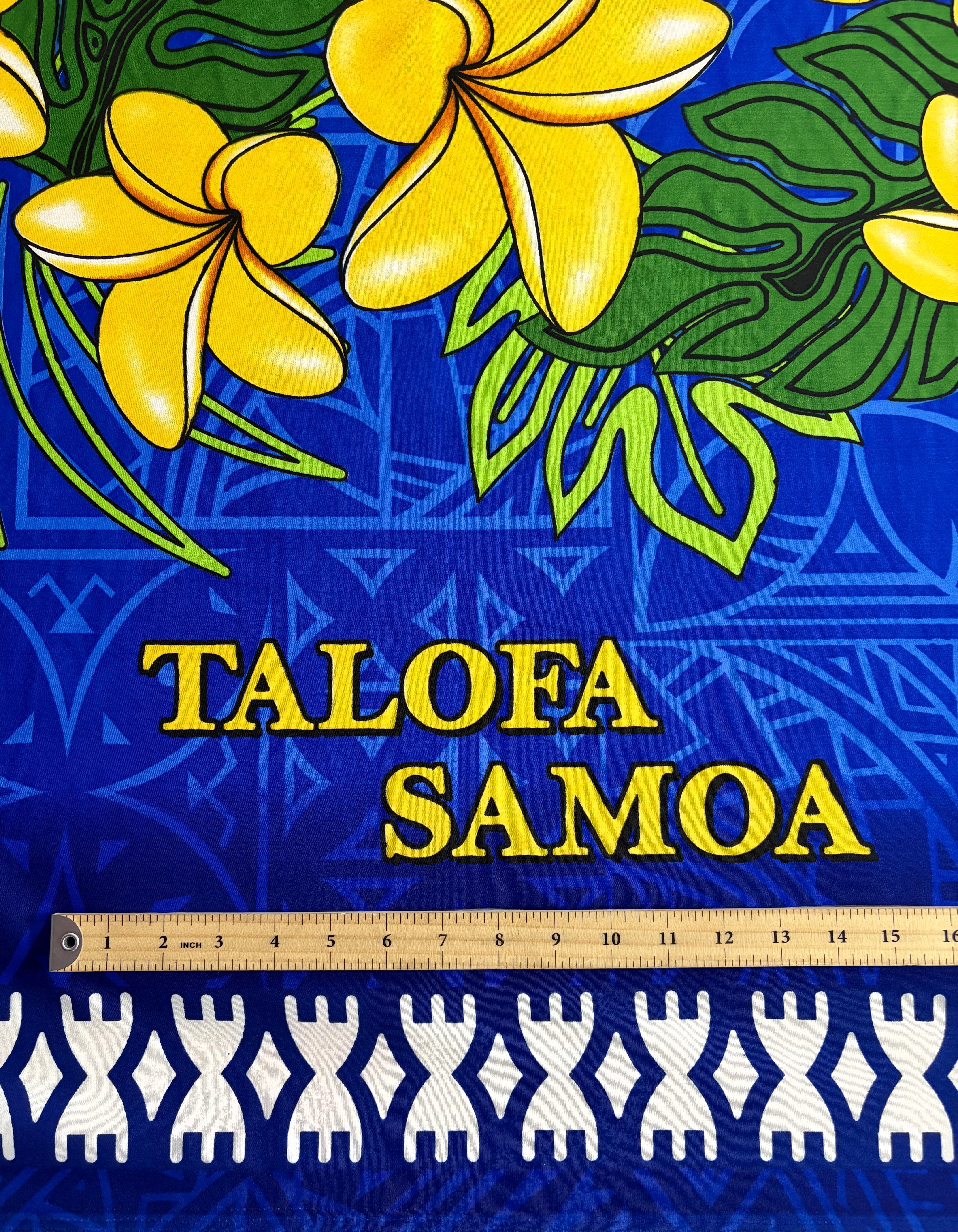 Talofa Samoa Floral Middle Border Peachskin Fabric | Islands Fabric