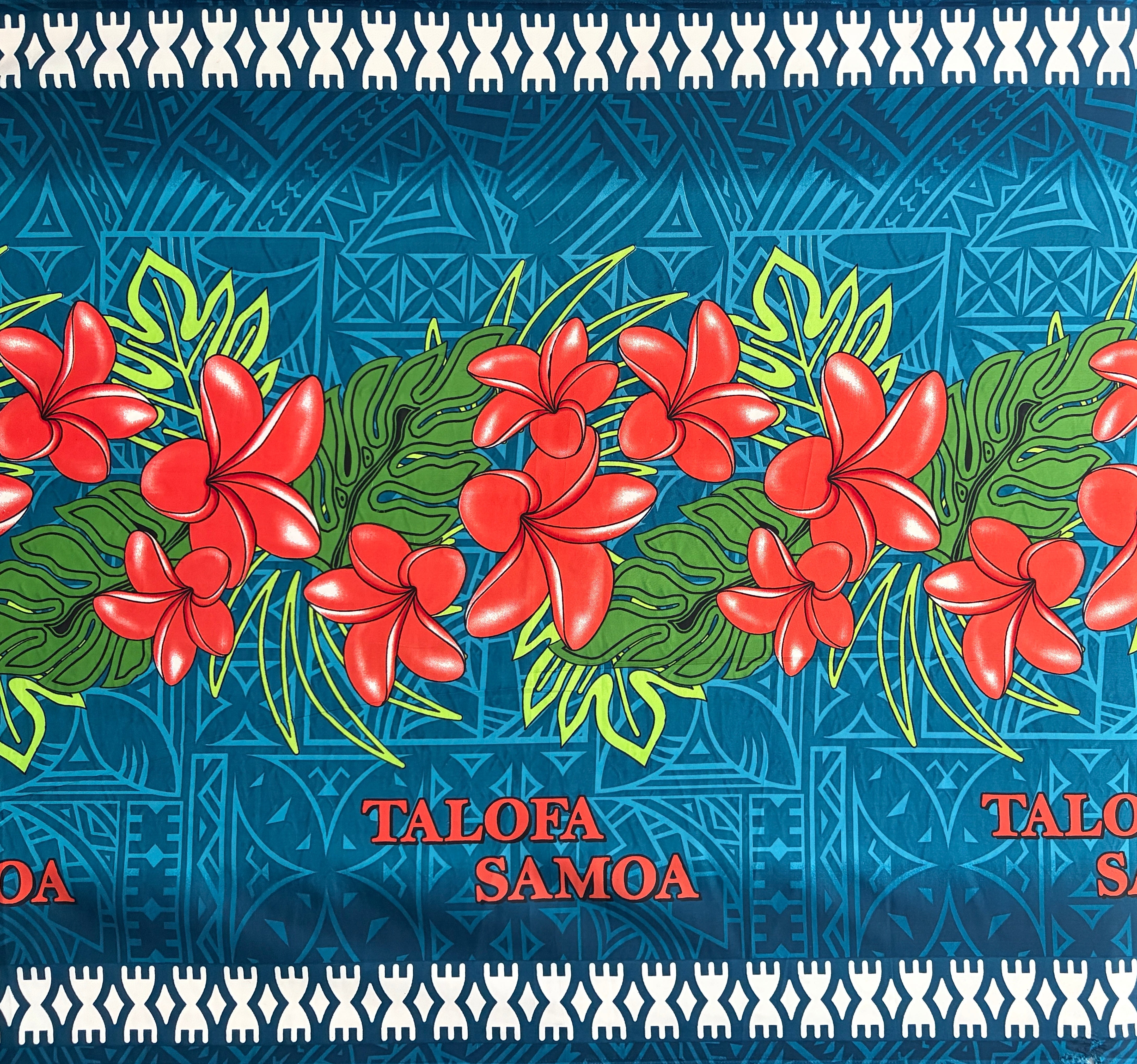 Talofa Samoa Floral Middle Border Peachskin Fabric | Islands Fabric