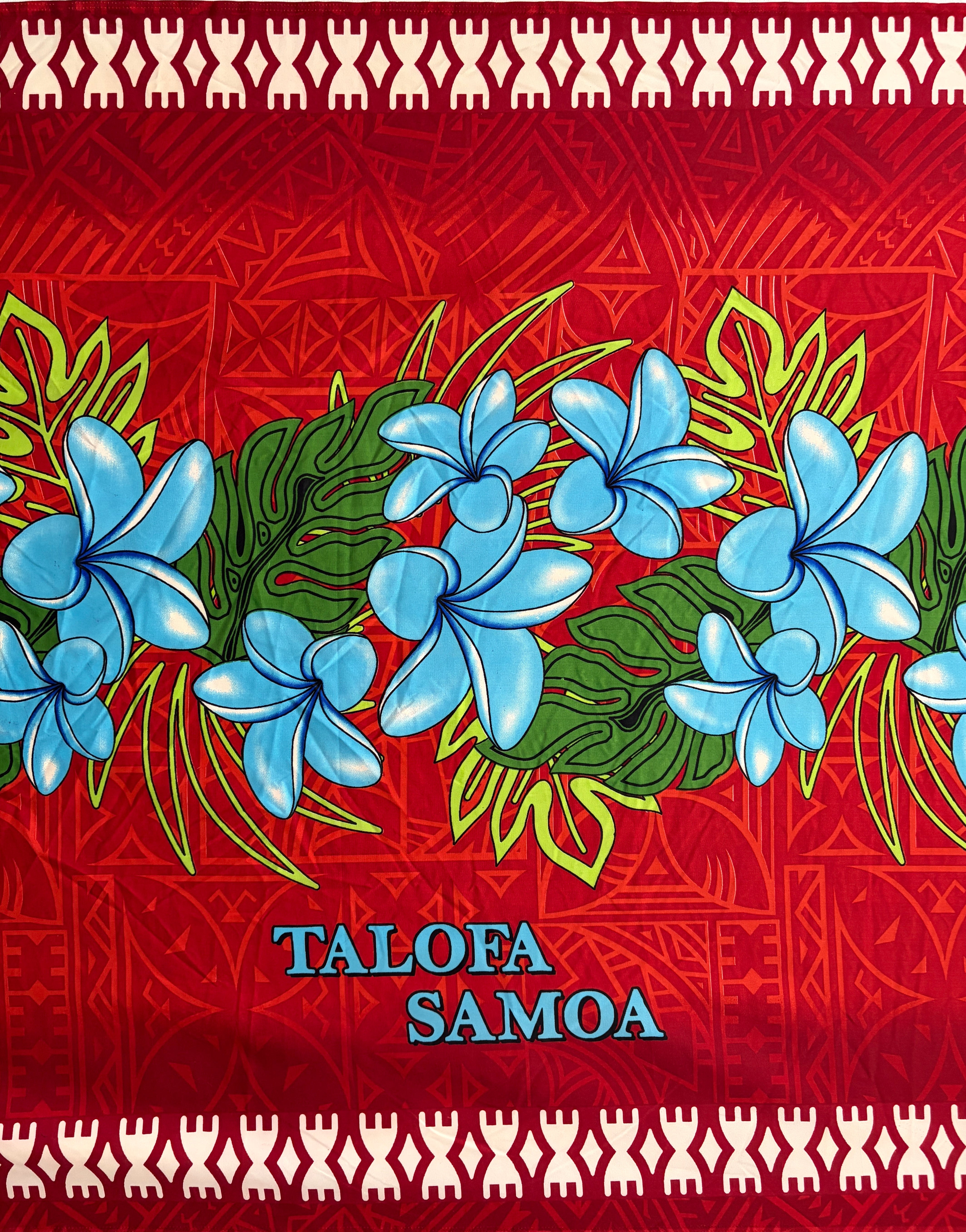 Talofa Samoa Floral Middle Border Peachskin Fabric | Islands Fabric