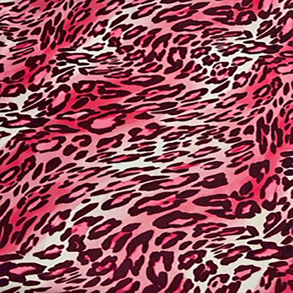 4 Way Stretch Polyester Spandex Cyberian Cheetah Paper Print Fabric | Spandex Palace Pink