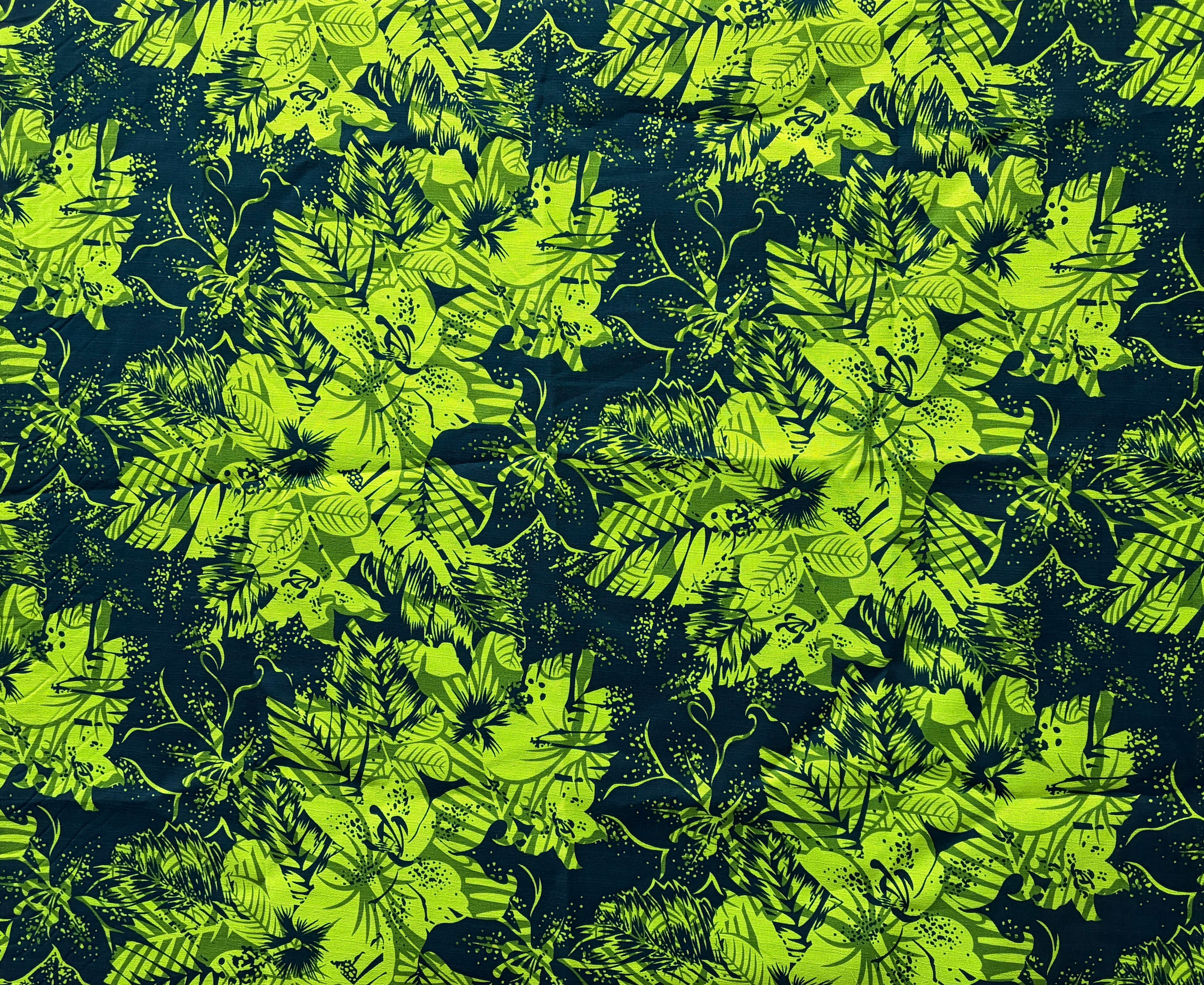 Hibiscus Plumeria Tropical Leaves Cotton Light Barkcloth Fabric | Islands Fabric