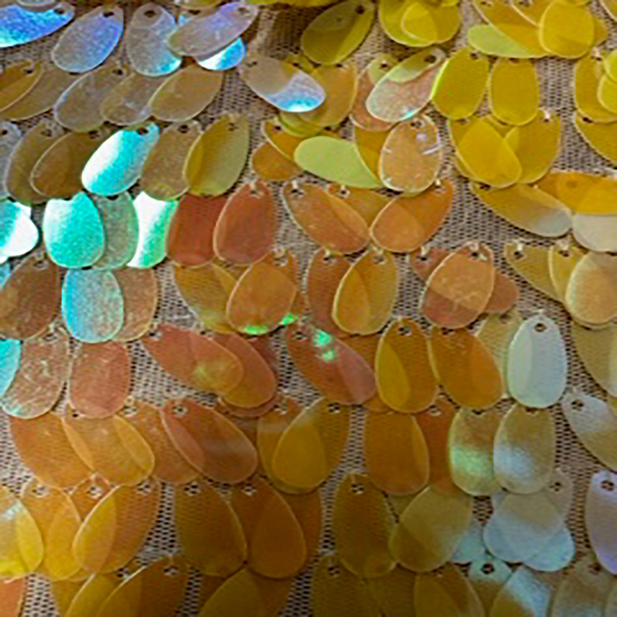 Polyester Mesh With Oval Dangling Sequins | Spandex Palace Yellow