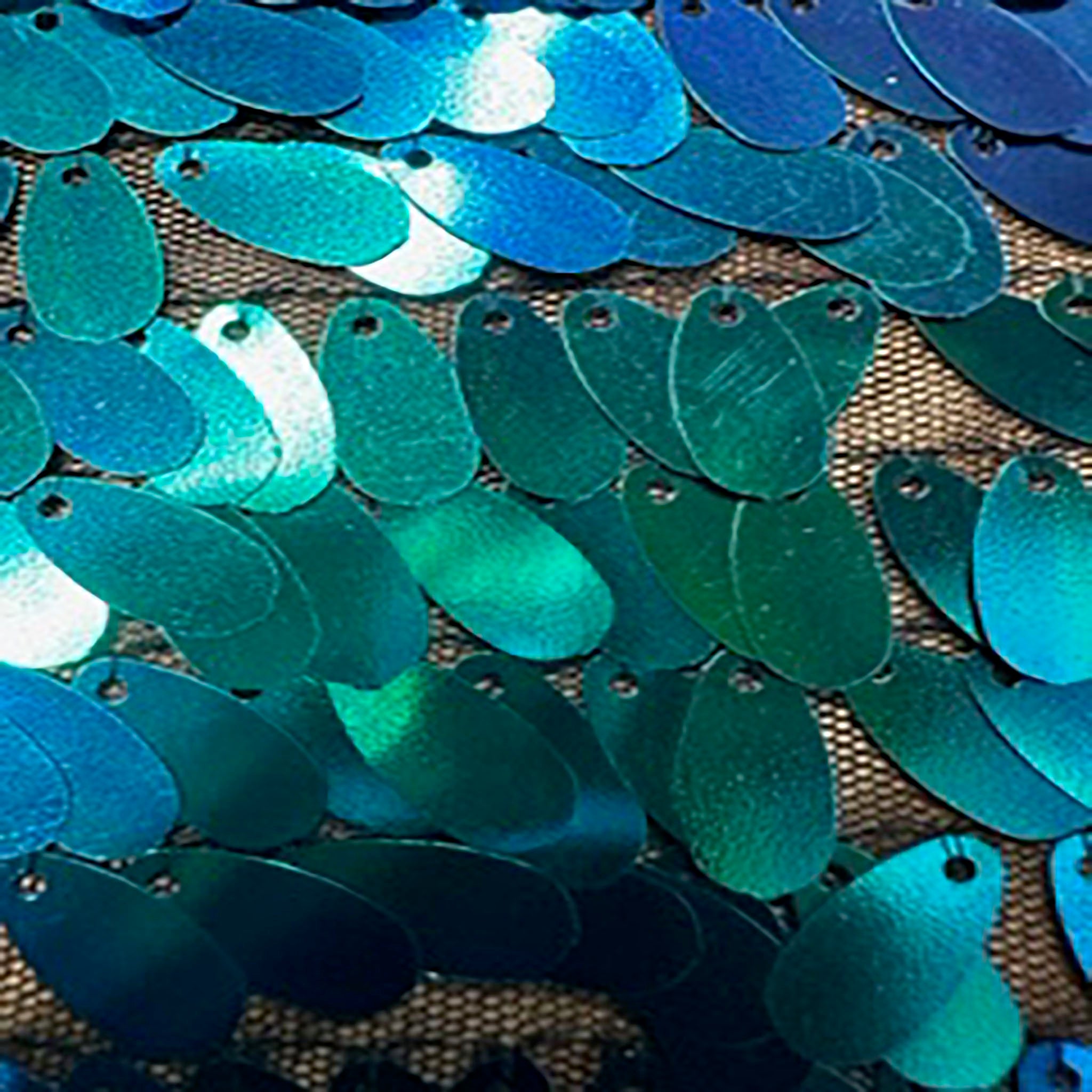 Polyester Mesh with Oval Dangling Sequins | Spandex Palace Green
