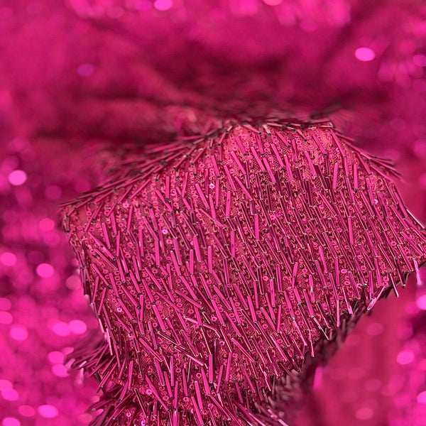French Fringe Stretch Sequins Fabric