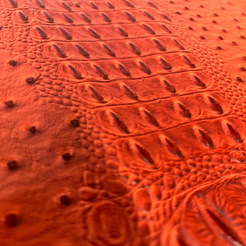 Orange Gatorich Faux Leather Vinyl Fabric