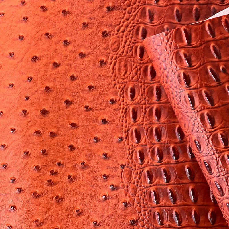 Orange Gatorich Faux Leather Vinyl Fabric