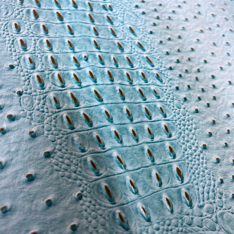 Aqua Blue Gatorich Faux Leather Vinyl Fabric