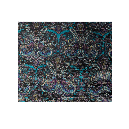 Teal Blue Sur Multicolor Burnout Stretch Velvet Fabric