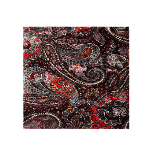 Red Paisley Print Stretch Velvet Fabric