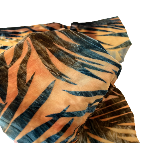 Palm Tree Floral Burnout Stretch Velvet | Spandex Fabric