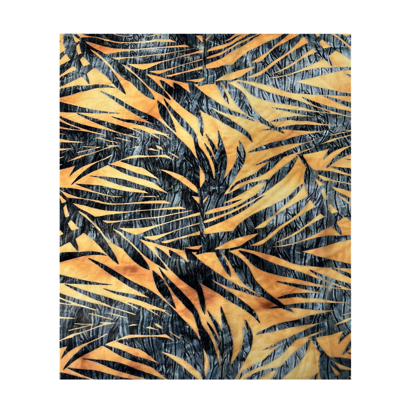 Gray | Beige Palm Tree Burnout Stretch Velvet Fabric