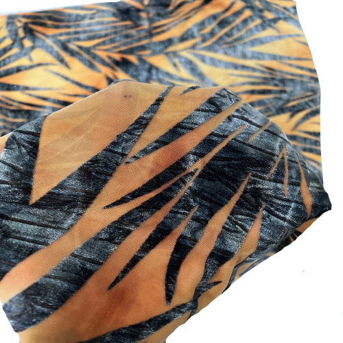 Palm Tree Floral Burnout Stretch Velvet | Spandex Fabric