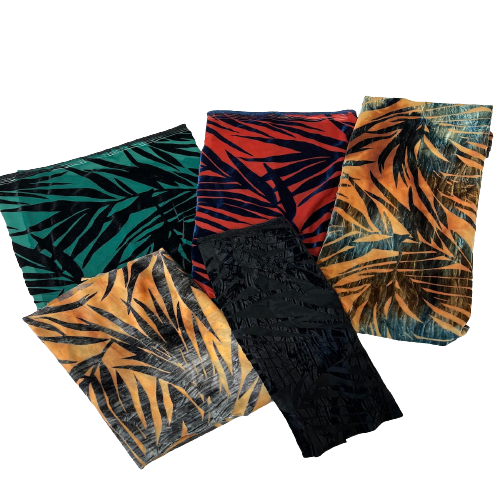 Palm Tree Floral Burnout Stretch Velvet | Spandex Fabric