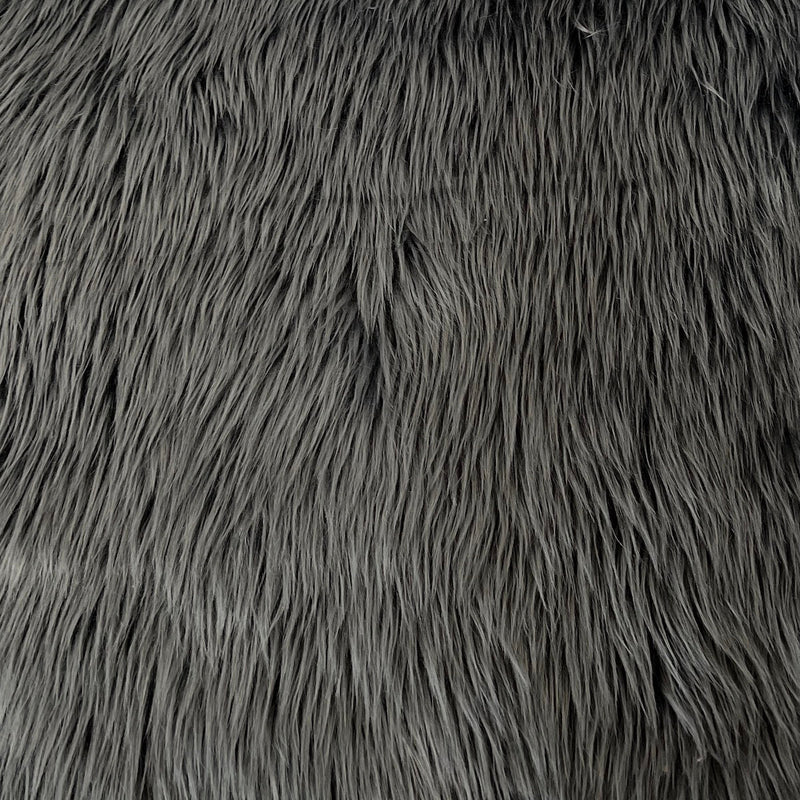 Charcoal Gray Luxury Long Pile Shaggy Faux Fur Fabric