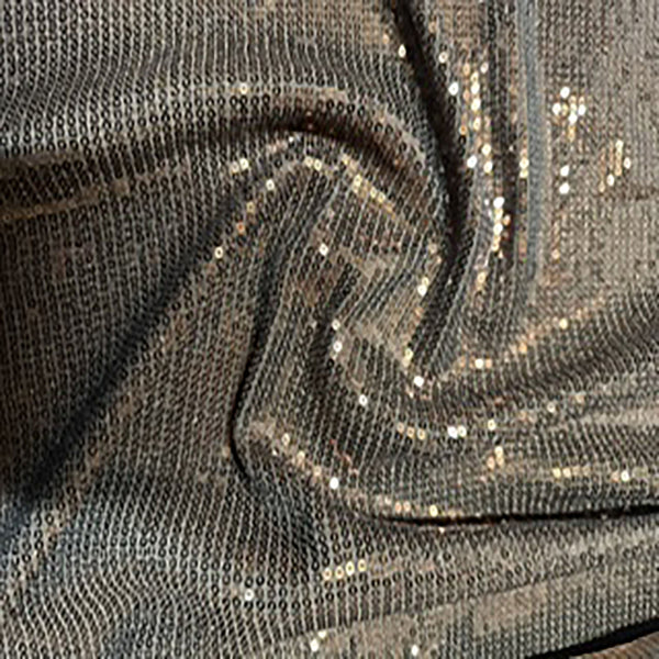 Mechanical Stretch Polyester Knit Line Sequin Fabric | Spandex Palace Brown