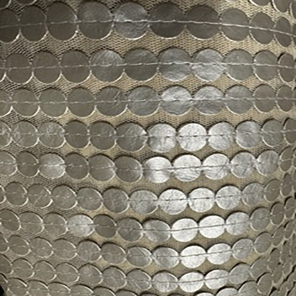 Polyester Mesh Fabric With  Sewed Fake Leather | Spandex Palace Antique gold
