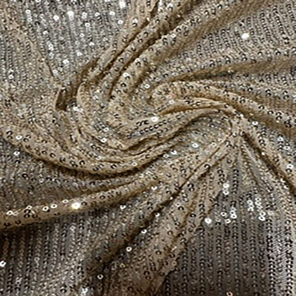 Polyester Spandex Stripe Mini Sequin Fabric | Spandex Palace Champagne
