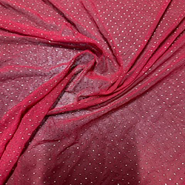 Stretch Polyester Spandex Dew Drop Mesh Fabric | Spandex Palace Red Gold