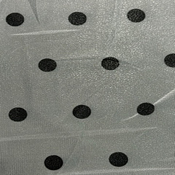 Mechanical Stretch Polyester flocked Dots On See Through Mesh Fabric | Spandex Palace Black