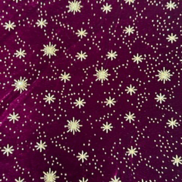 2 Way Stretch Polyester Spandex Connecting Star Glitter Velvet Fabric | Spandex Palace Wine Gold