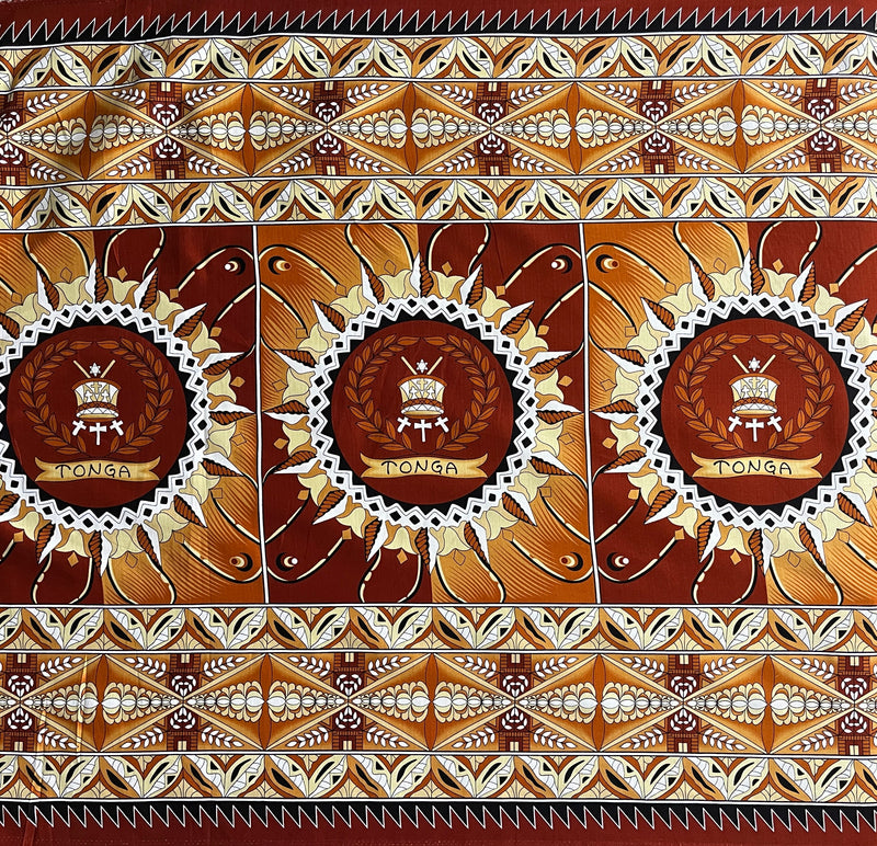 Tongan Seal Double Border Fabric | Cotton Light-Barkcloth  | Spandex Palace