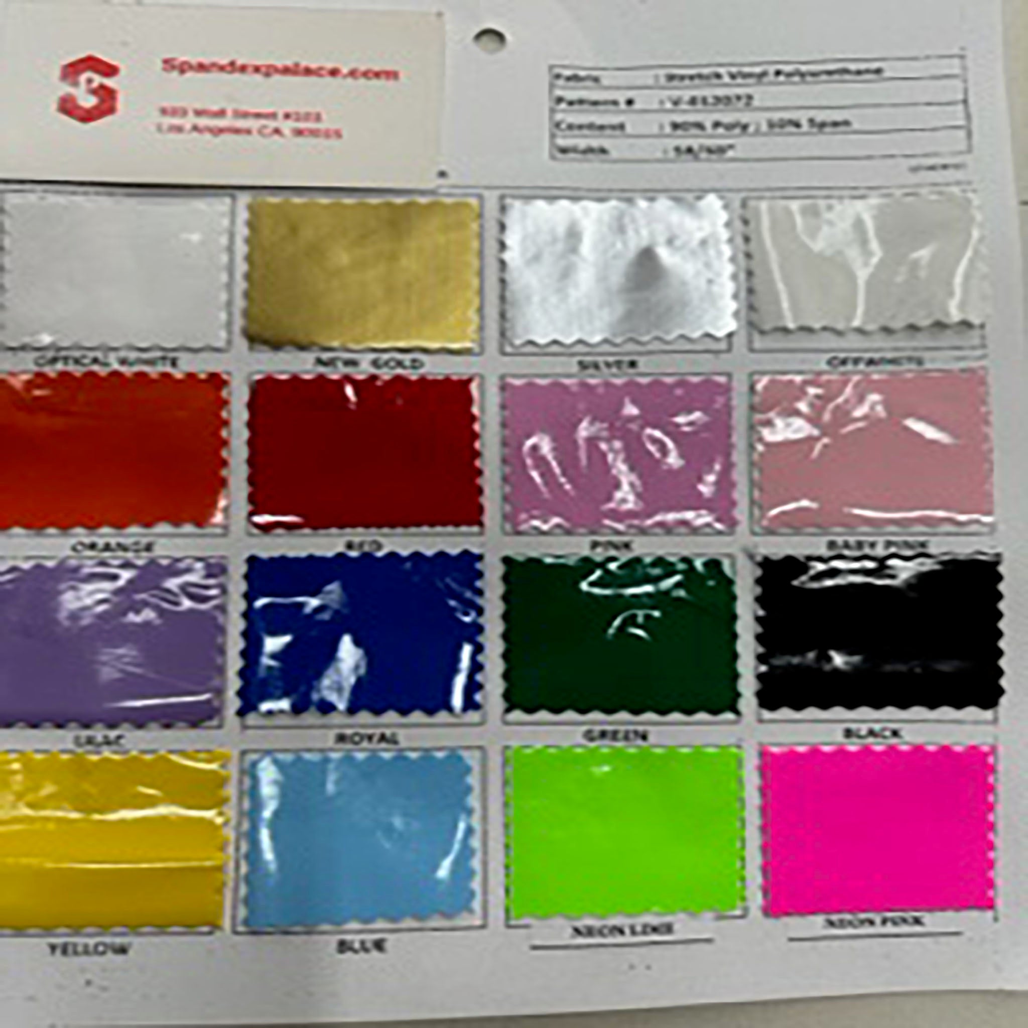 Stretch Solid Polyester Spandex Vinyl Color Card | Spandex Palace