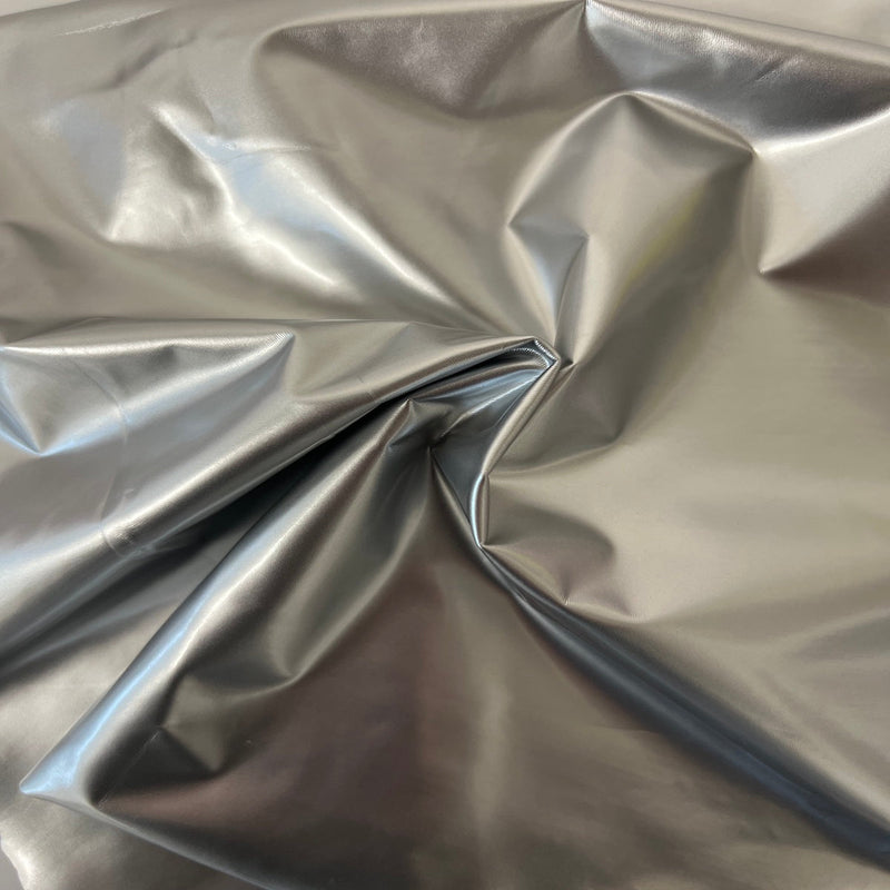 Silver Faux Patent Leather Apparel Vinyl Fabric