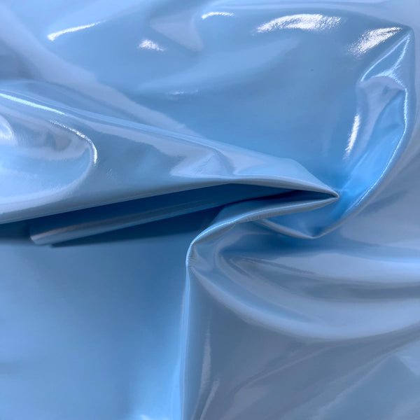 Baby Blue Faux Patent Leather Apparel Vinyl Fabric