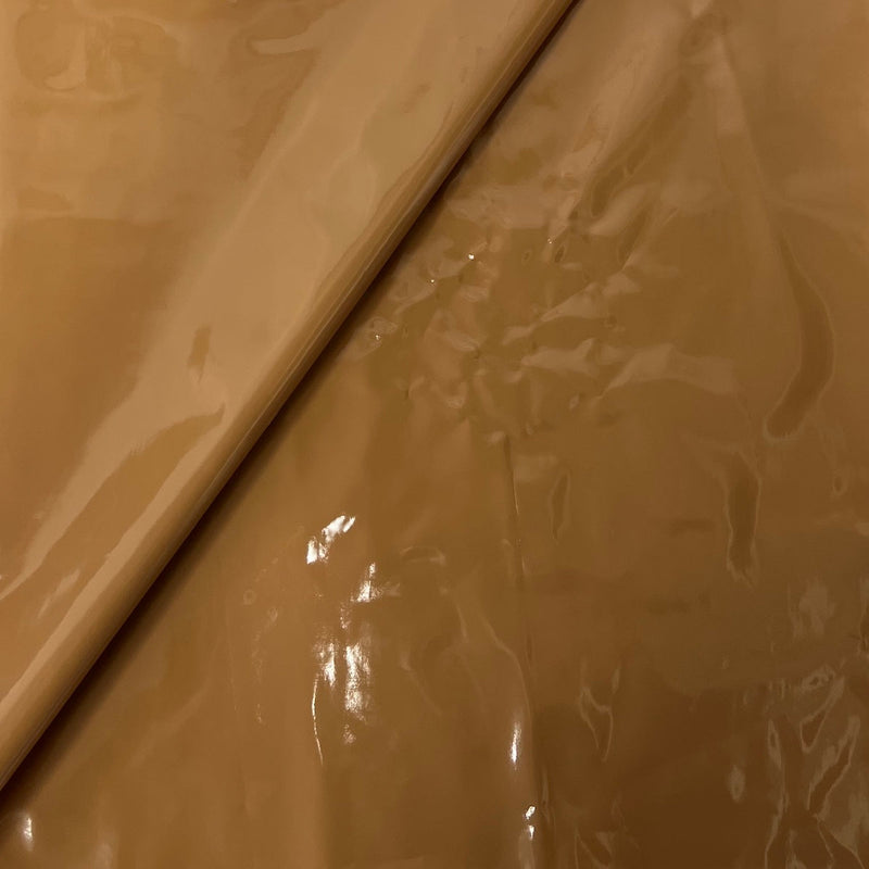 Mocha Brown Faux Patent Leather Apparel Vinyl Fabric