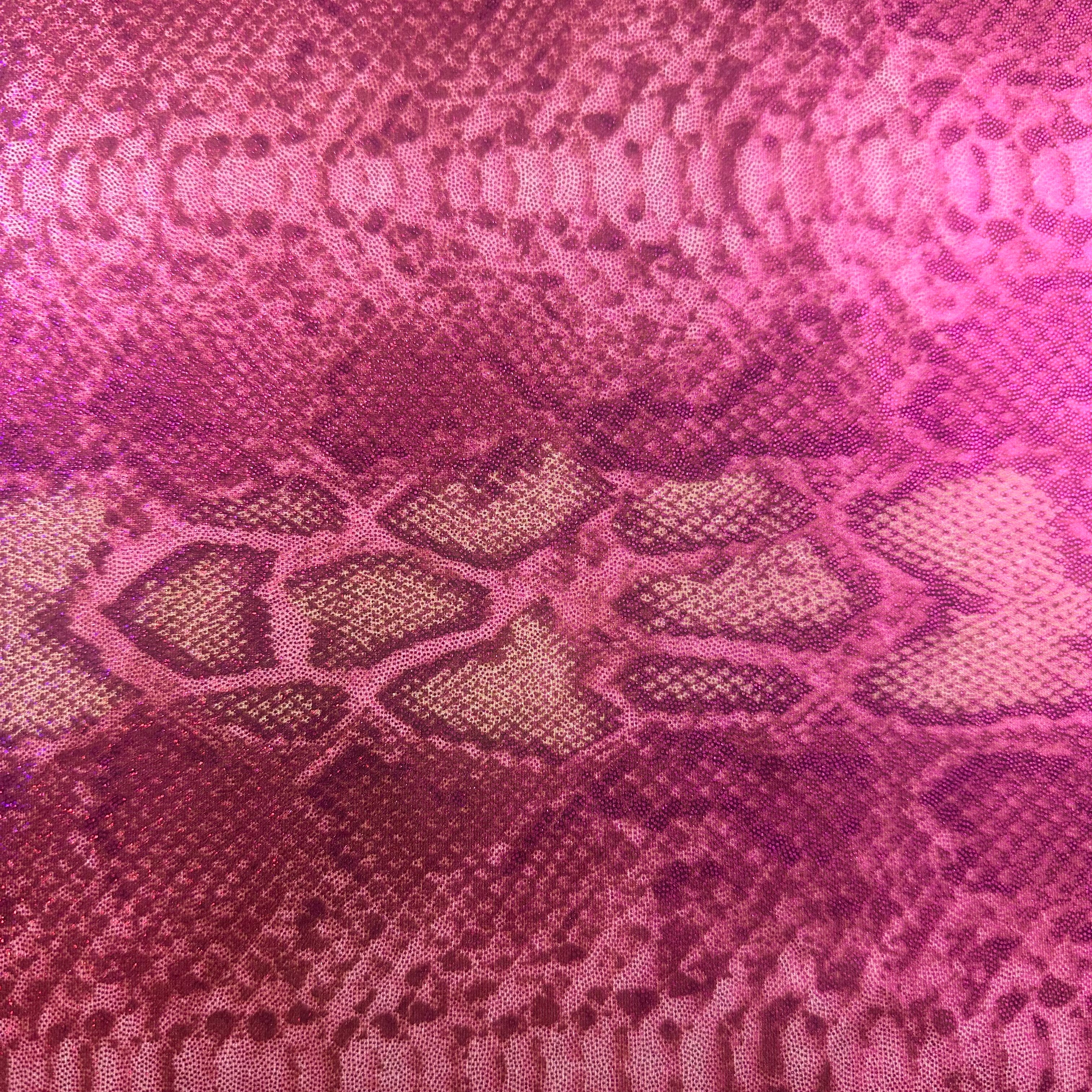 Pink Snake Nylon Spandex Fabric with Foil | Spandex palace