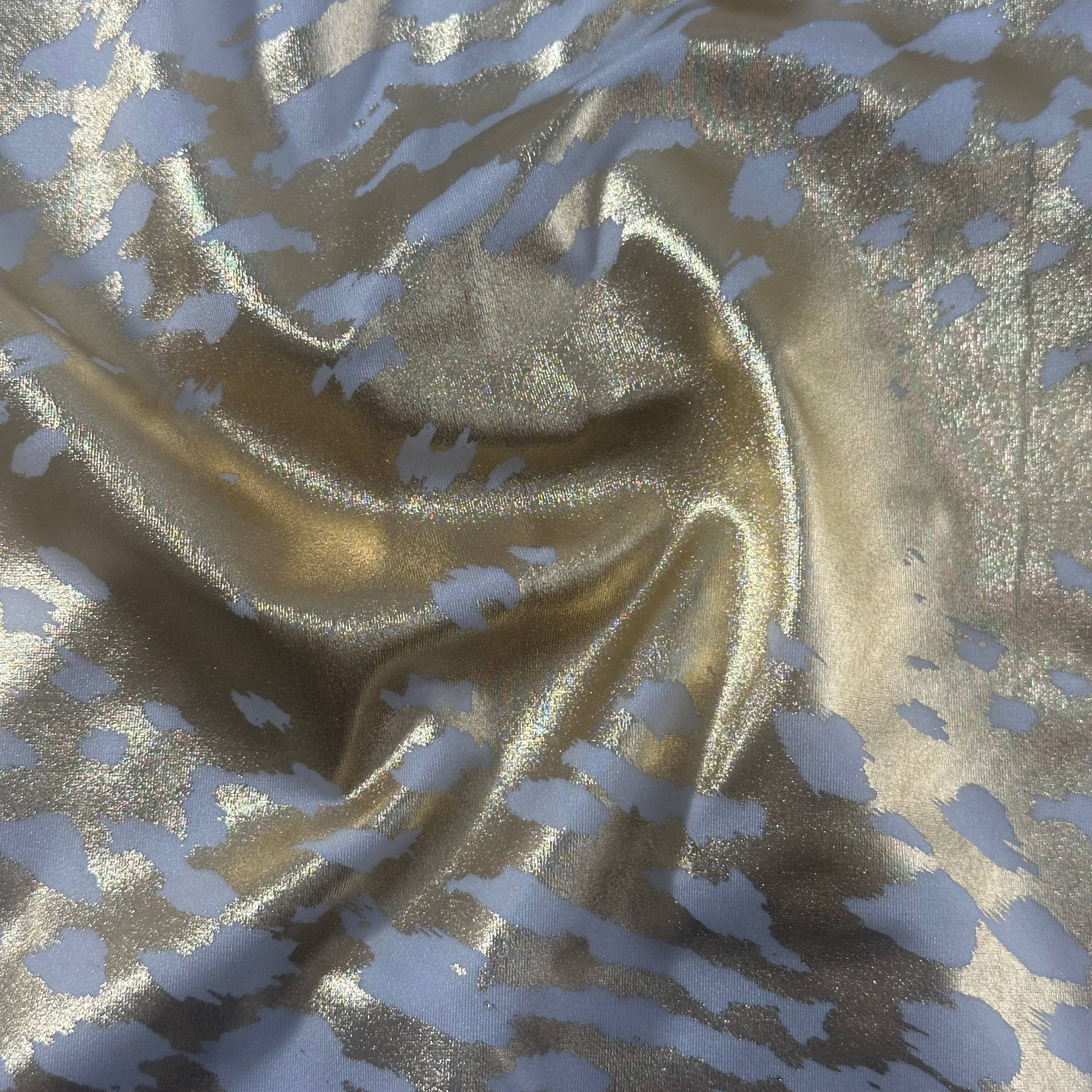 Foil Panther  4 Way Stretch Fabric | Spandex Palace White Gold
