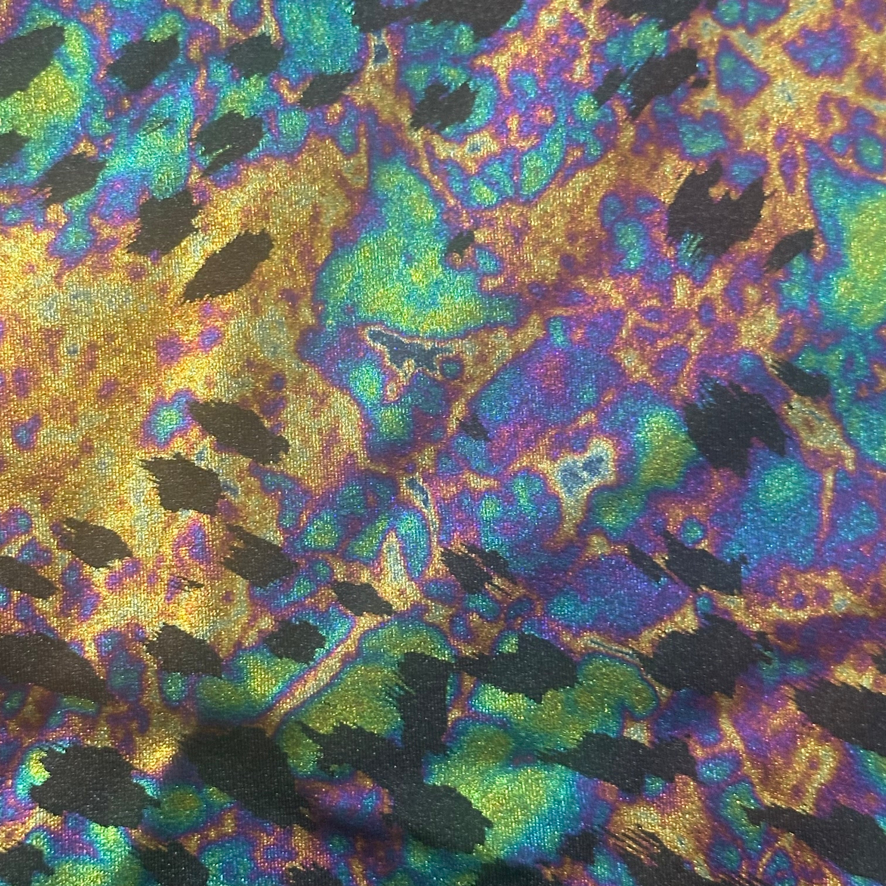 Foil Panther  4 Way Stretch Fabric | Spandex Palace Black Multi
