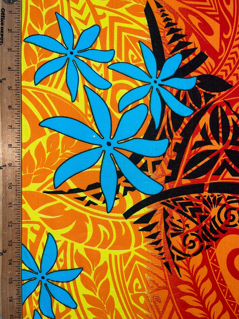 Tiare Traditional Tattoo Gradient Cotton Fabric | Islands Fabric