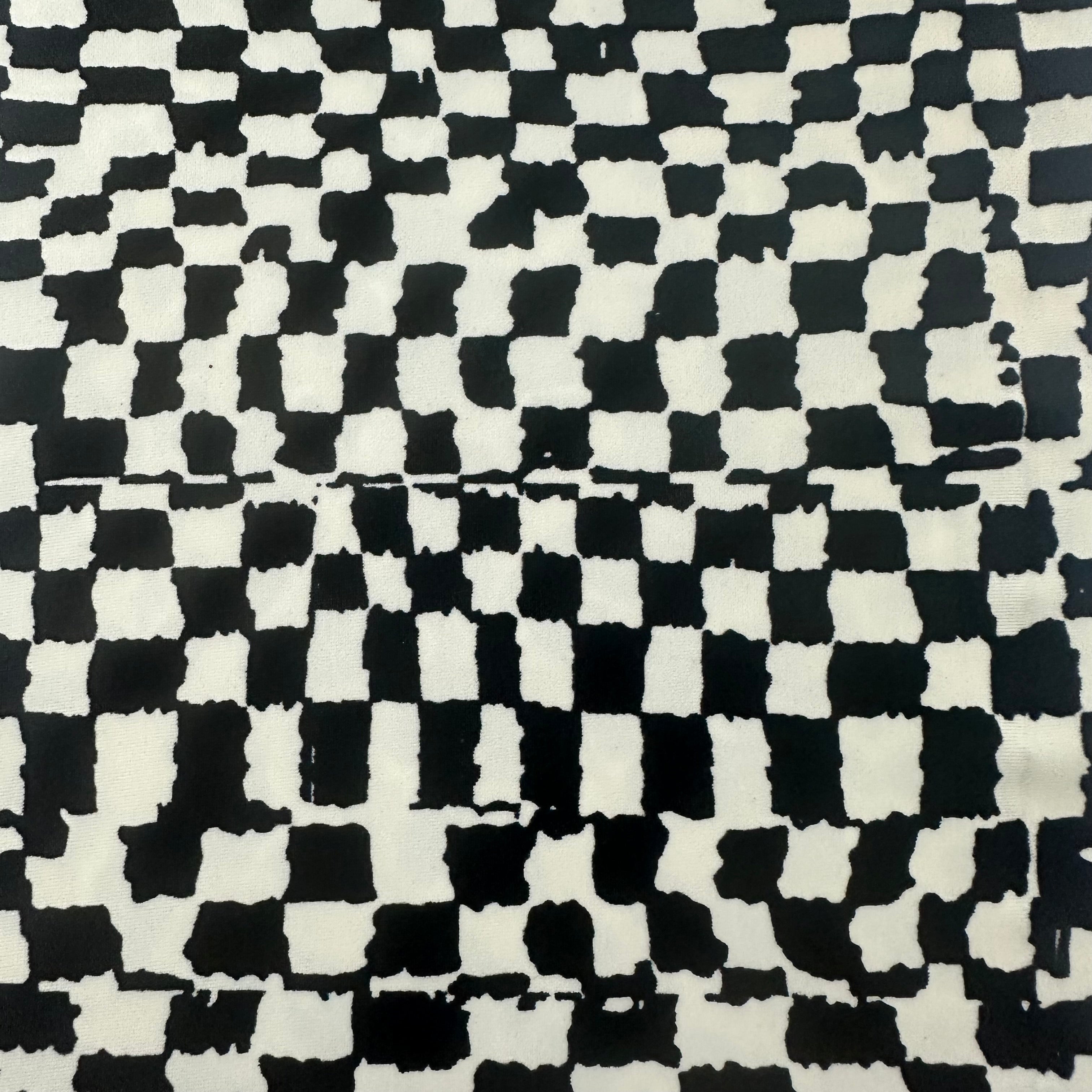 Black and White Checkered 4 Way Polyester Spandex Tricot Fabric | Spandex palace
