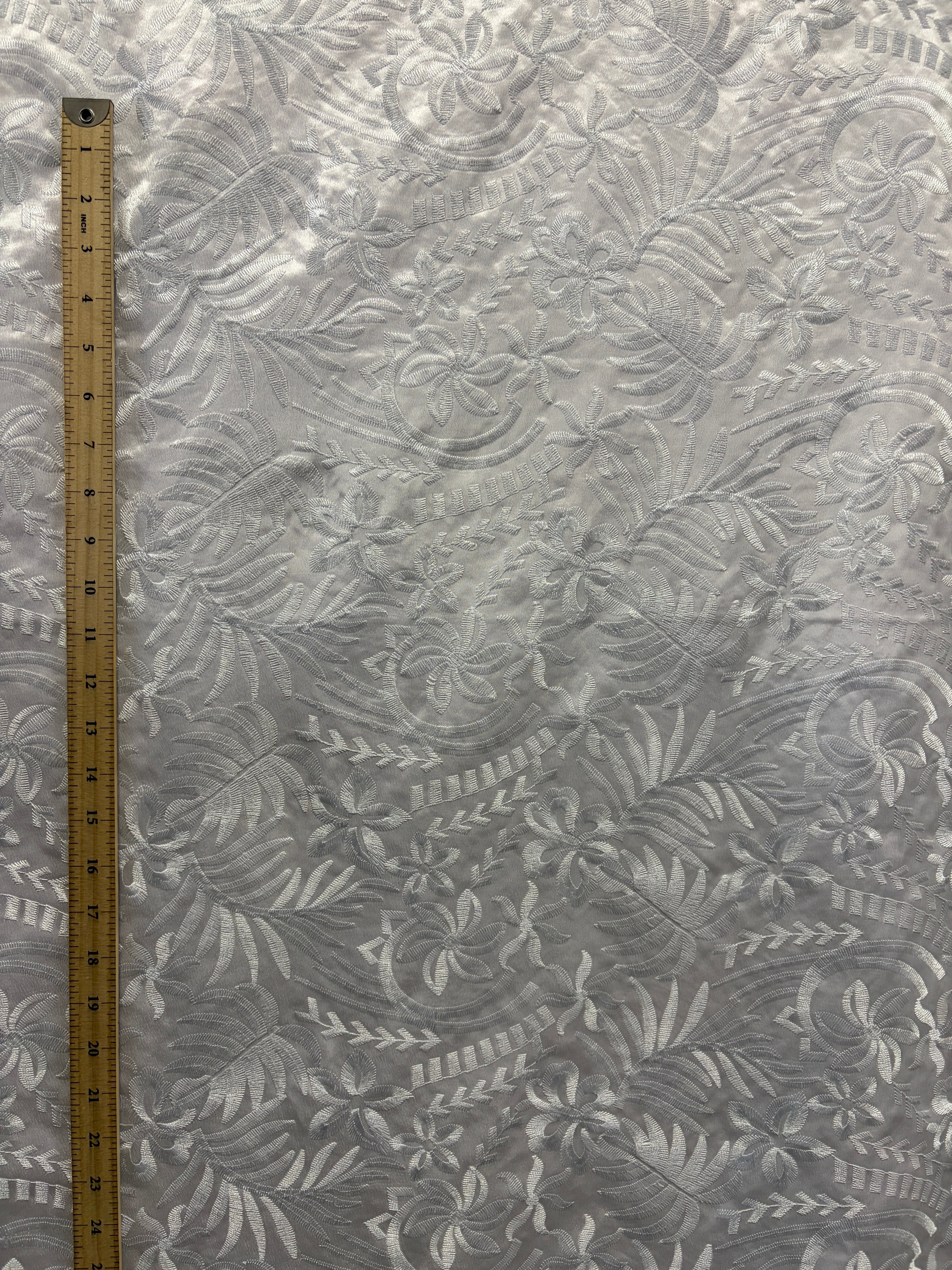White Island Floral Bloom Bridal Embroidery Polyester Fabric | Islands Fabric