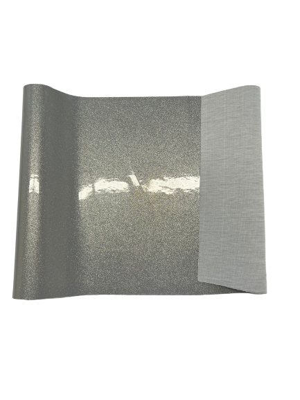 Silver Sparkle Glitter Vinyl Fabric