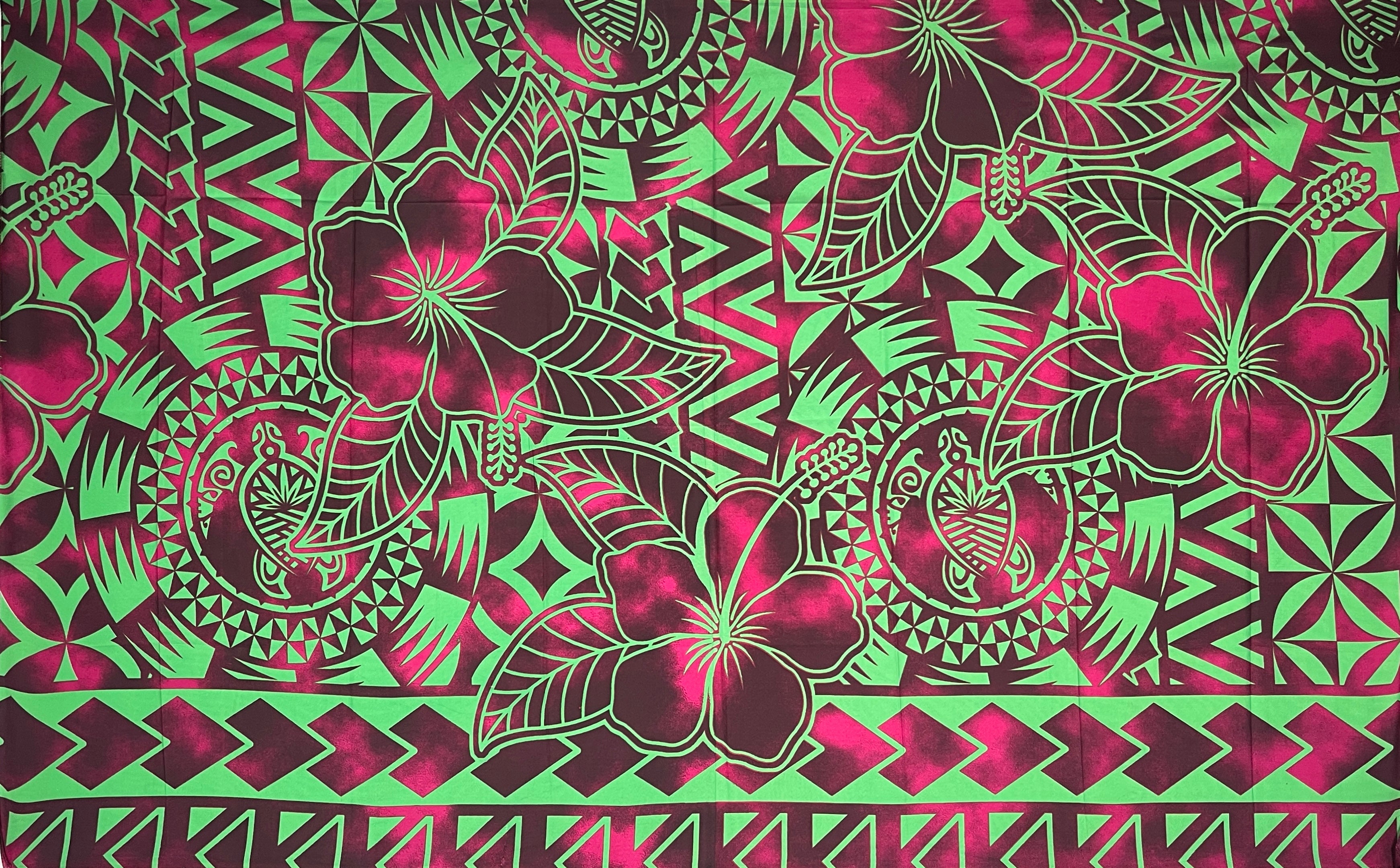 Hibiscus Sea Turtle Polyester Sarong | Islands Fabric